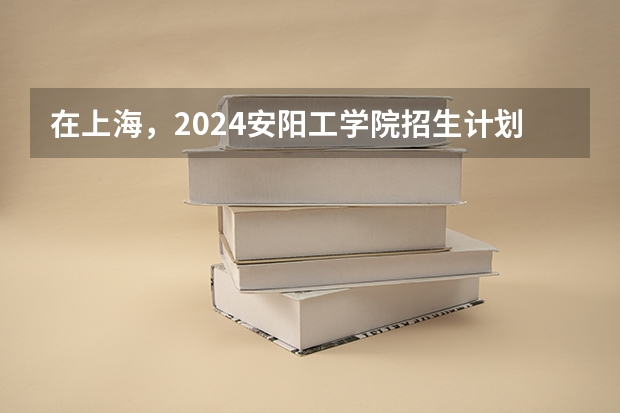 在上海，2024安阳工学院招生计划如何